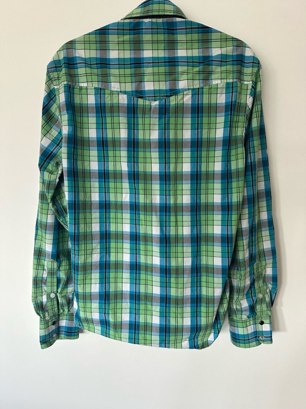 Jack & Jones Plaid Rockabilly Western Shirt Mens Medium Green Blue Retro Y2K Top - Picture 6 of 11
